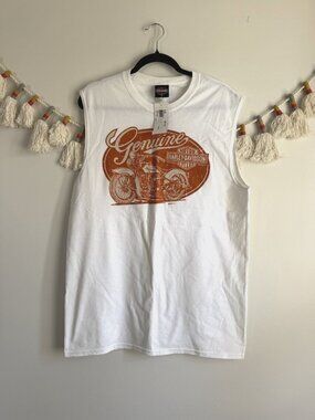 Harley Davidson Genuine Motocycle WI Logo Sleeveless Mens Muscle Tee Biker NWT L